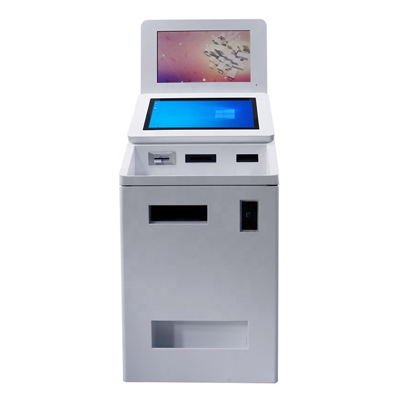 듀얼 화면 크기 QR 스캐너 카드 판독기 현금과 동전이 자급식 결제 ATM 키오스크 기계를 분배합니다